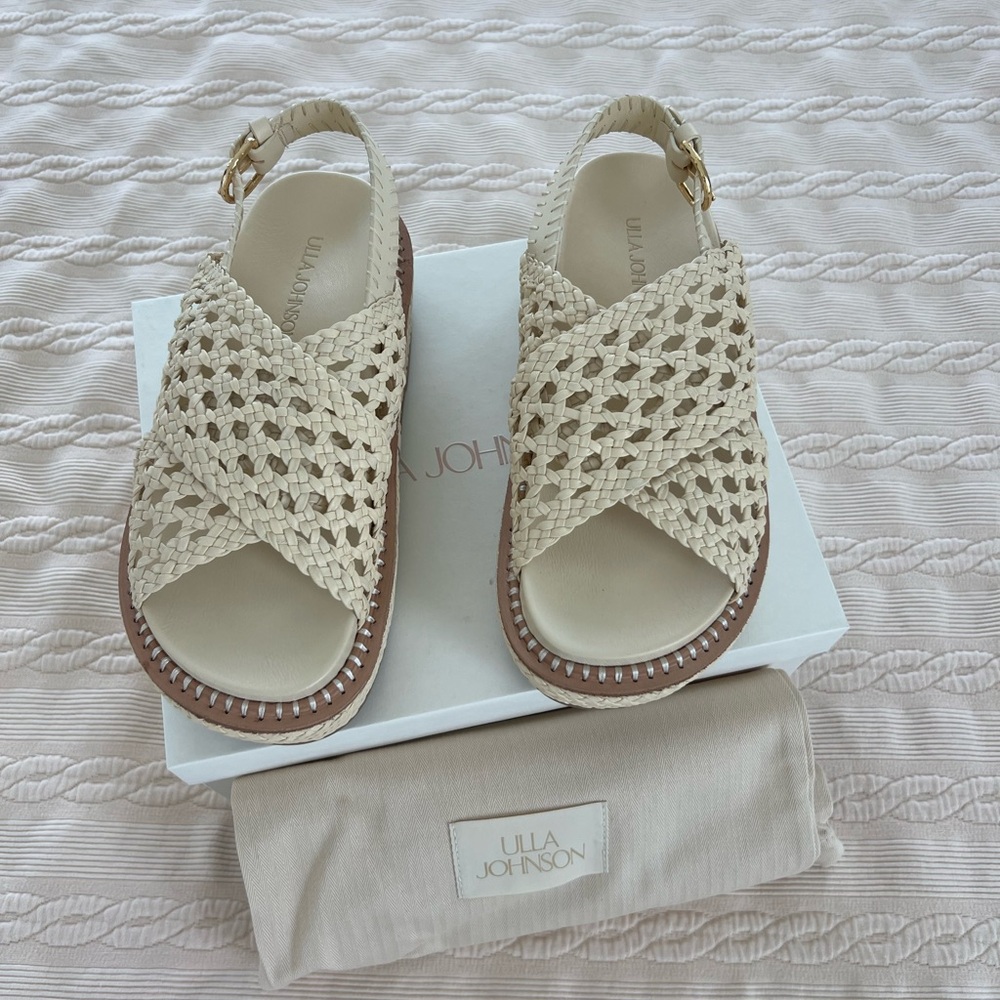 Ulla Johnson Gili Woven Learher Platform Sandals